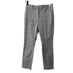 H&M Women Pants Gray Plaid Mid Rise Straight Slim Stretch Ankle Holiday Sz 8 NWT